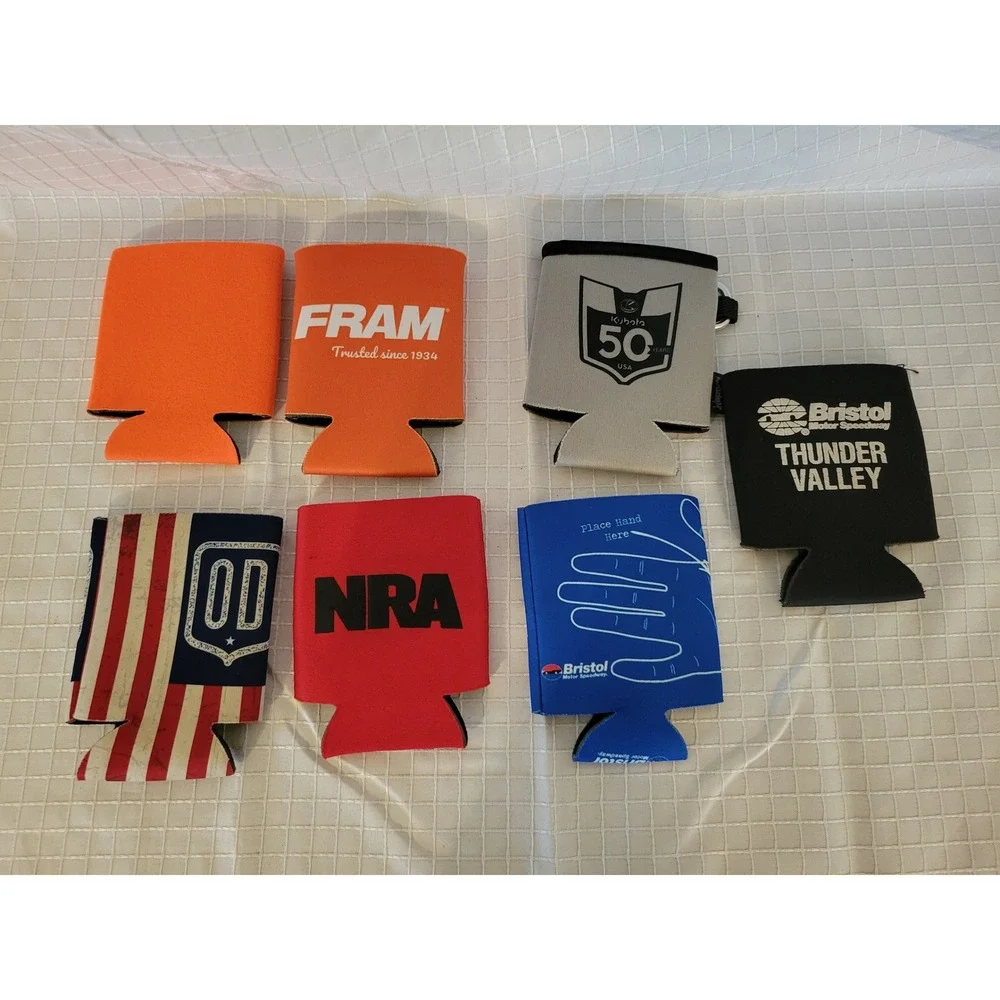 Lot of 7 Can Koozies Bristol Motor Speedway Kubota Fram NRA Country Thunder